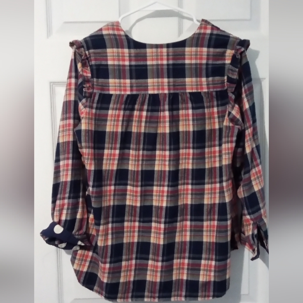 Navy and Red Ruffled Isabella Sinclair Ruffle Henley - Picture 4 of 4